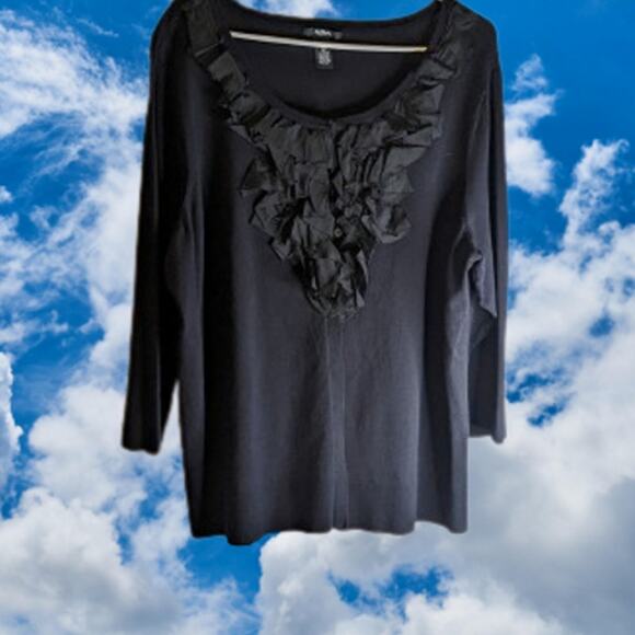 Alfani Woman 2XL  button down black sweater w/silk trim. Work, Travel, date - Picture 1 of 1
